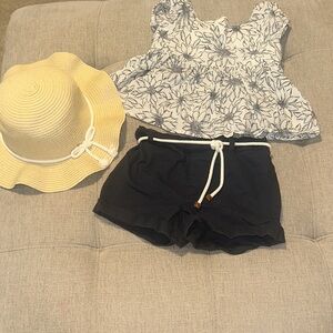 Floral Print Kids Matching Set with Hat